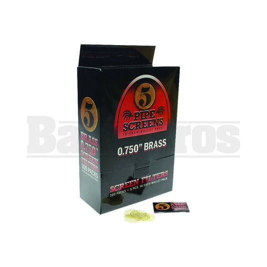 5 PIPE SCREENS IN EACH WALLET PACK 0.750" BRASS Pack of 100