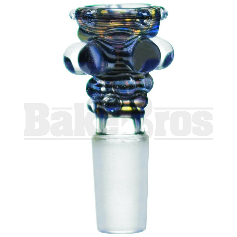 BOWL SMALL FUNNEL GLASS PINCH DOTS COLOR LINES BLUE BLACK 14MM