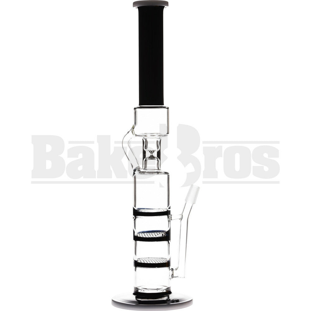 WP STRAIGHT CAN RECYCLER W/ 3X HONEYCOMB DISK PERC 14" BLACK WHITE FEMALE 14MM