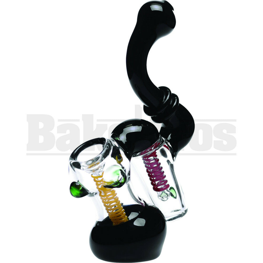 BUBBLER HAND PIPE 2 CHAMBER COIL DESIGN 8" ASSORTED COLORS