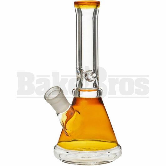 WP DOUBLE RING BEAKER TOP AND BOTTOM COLOR 8" AMBER FEMALE 18MM