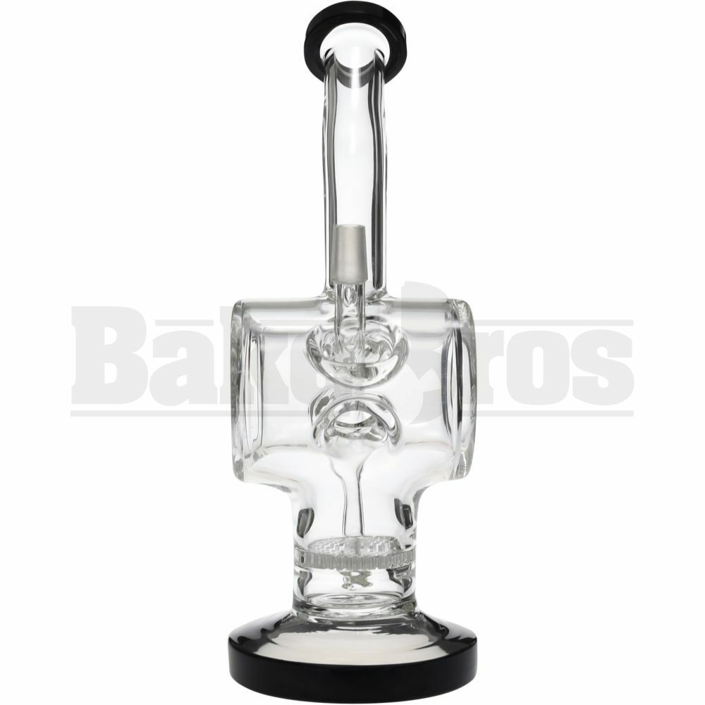WP BENT NECK INVERTED RING BARREL W/ HONEYCOMB DISK PERC 11" BLACK MALE 14MM