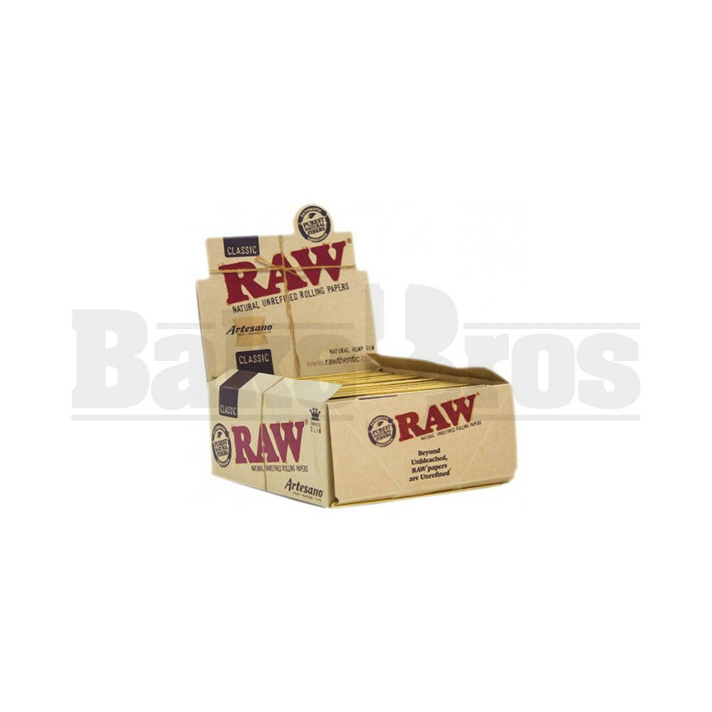 RAW UNREFINED ROLLING PAPERS KING SIZE SLIM 32 LEAVES UNFLAVORED Pack of 15