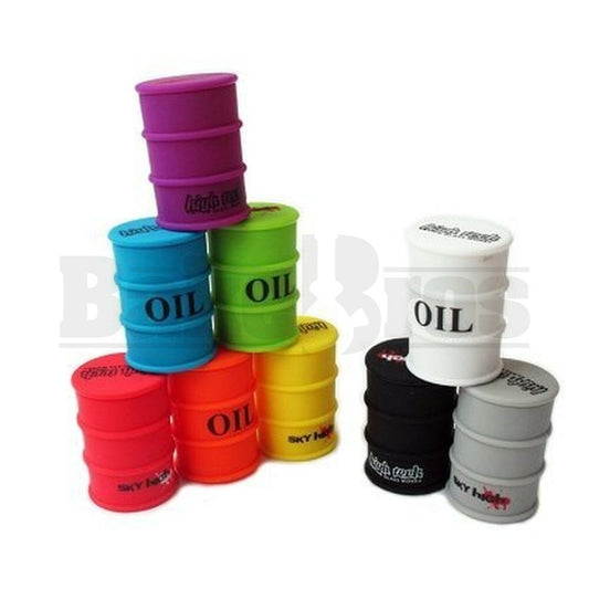 HIGH TECH GLASS X SKY HIGH CONTAINER OIL BARREL SILICONE 4" ASSORTED Pack of 1