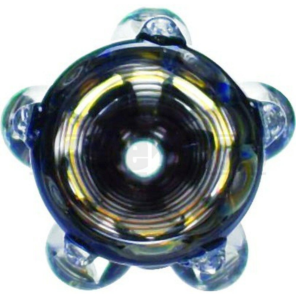 BOWL SMALL FUNNEL GLASS PINCH DOTS COLOR LINES BLUE BLACK 14MM
