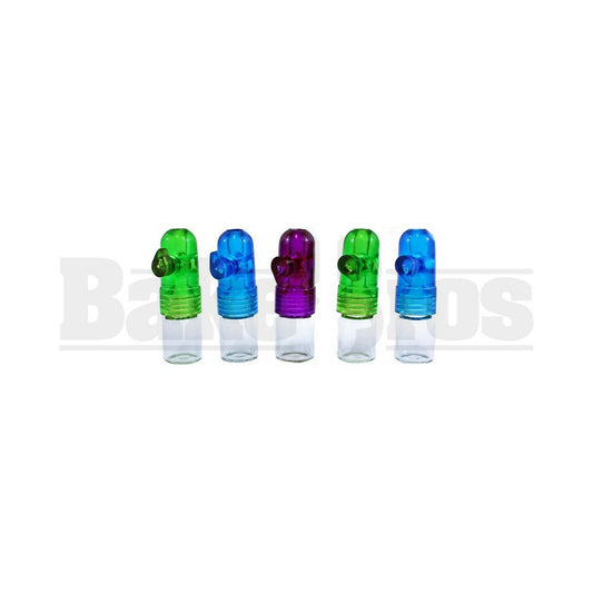 ACRYLIC AND GLASS SNUFF BULLET DOME TOP SHORT ASSORTED COLORS Pack of 1