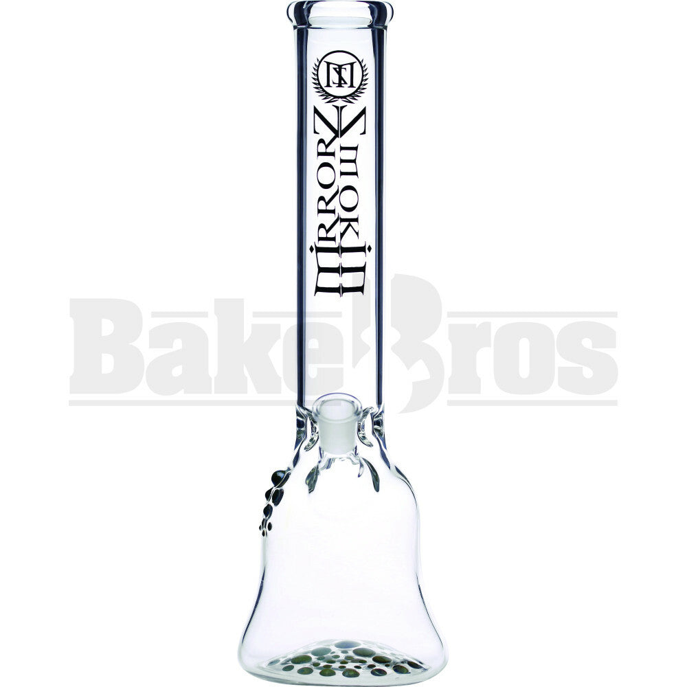 SMOKIN MIRRORZ WP BELL HOUSING BEAKER WITH BUBBLES ART DESIGN 15" CLEAR FEMALE 18MM