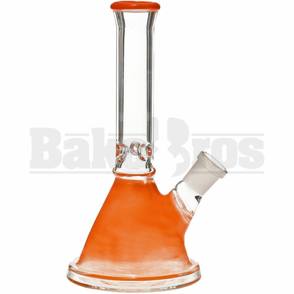 WP DOUBLE RING BEAKER TOP AND BOTTOM COLOR 8" ORANGE FEMALE 18MM