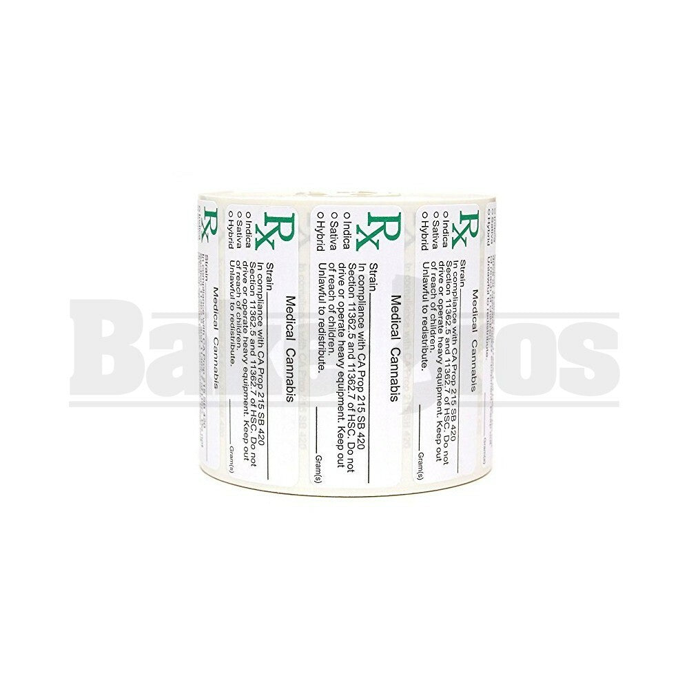 MEDICAL LABELS ROLL 1.5" x 1.5" RX CANNABIS W/ STRAIN COLORADO Pack of 1 1000 Per Pack