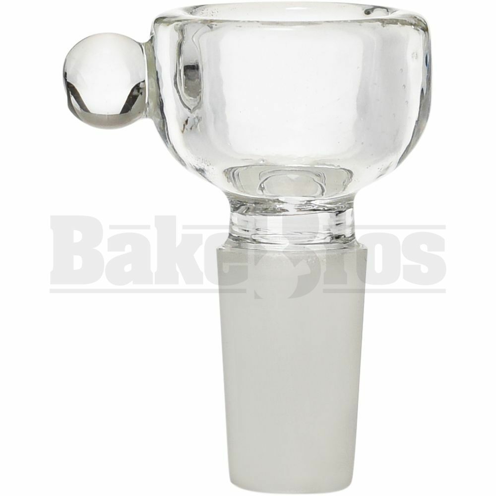 BOWL 4MM THICK WALL HALF CYLINDER W/ BULBOUS HANDLE CLEAR 14MM