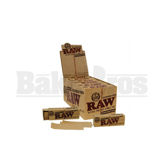 RAW NATURAL UNREFINED PERFORATED GUMMED TIPS 33 TIPS UNFLAVORED Pack of 24