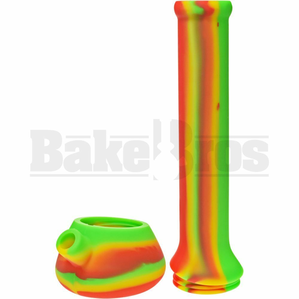 SILICONE WP BEAKER 2 PIECE ASSORTED DESIGN 13" RASTA FEMALE 18MM