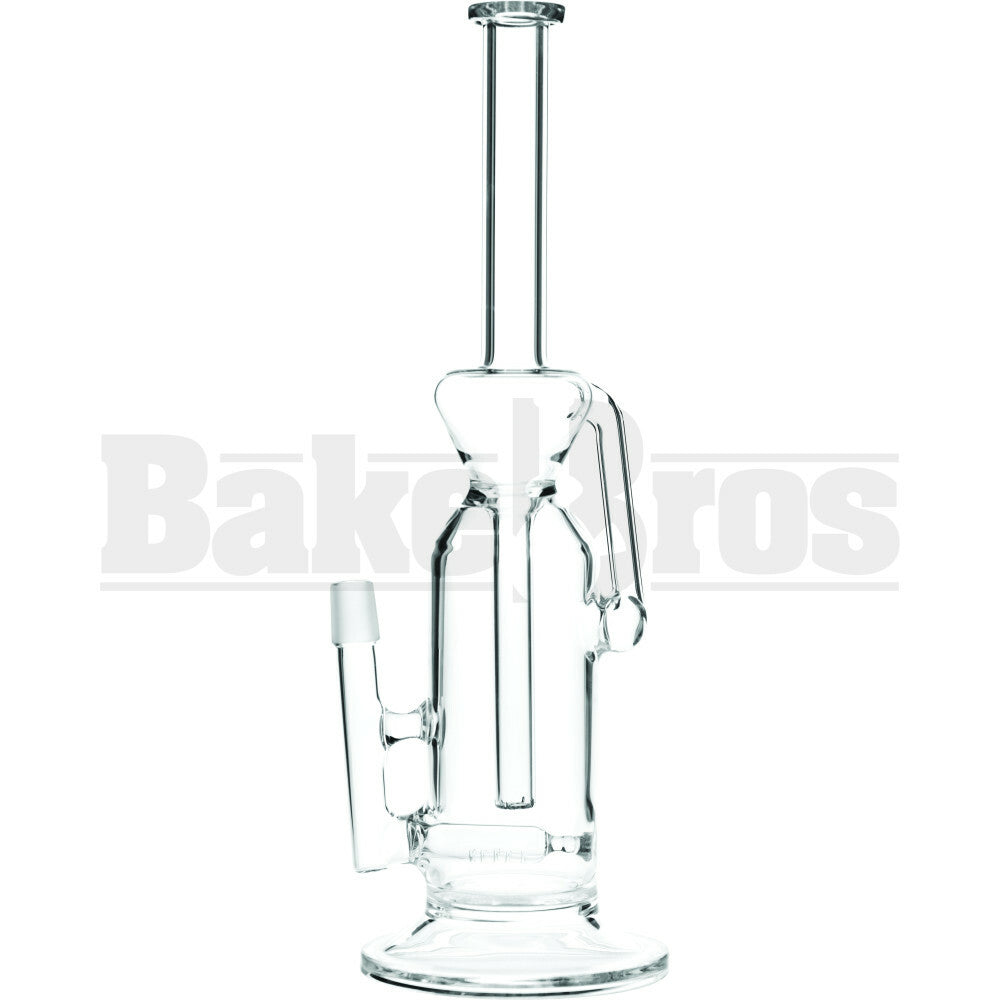 WP STRAIGHT TUBE FAT CAN FUNNEL RECYCLER W/ INLINE PERC 14" CLEAR MALE 18MM
