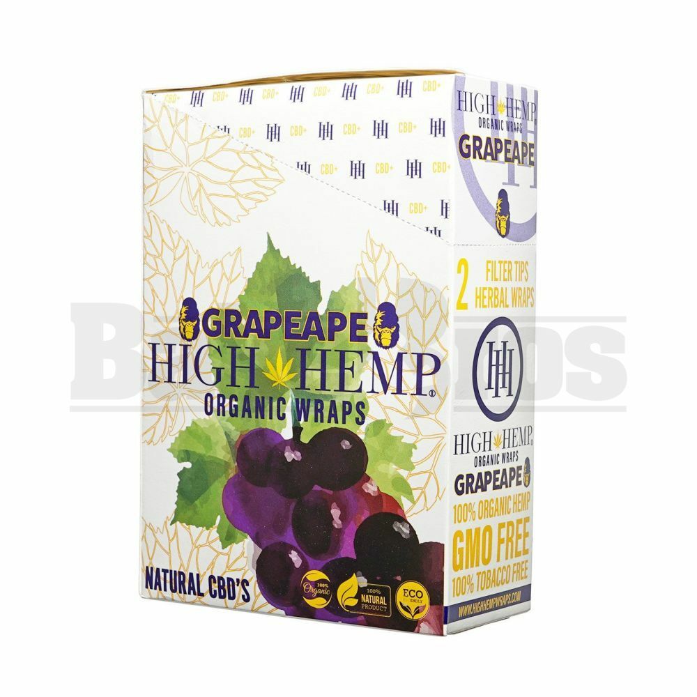 HIGH HEMP ORGANIC WRAPS 2 WRAPS WITH 2 FILTERS GRAPE APE Pack of 25