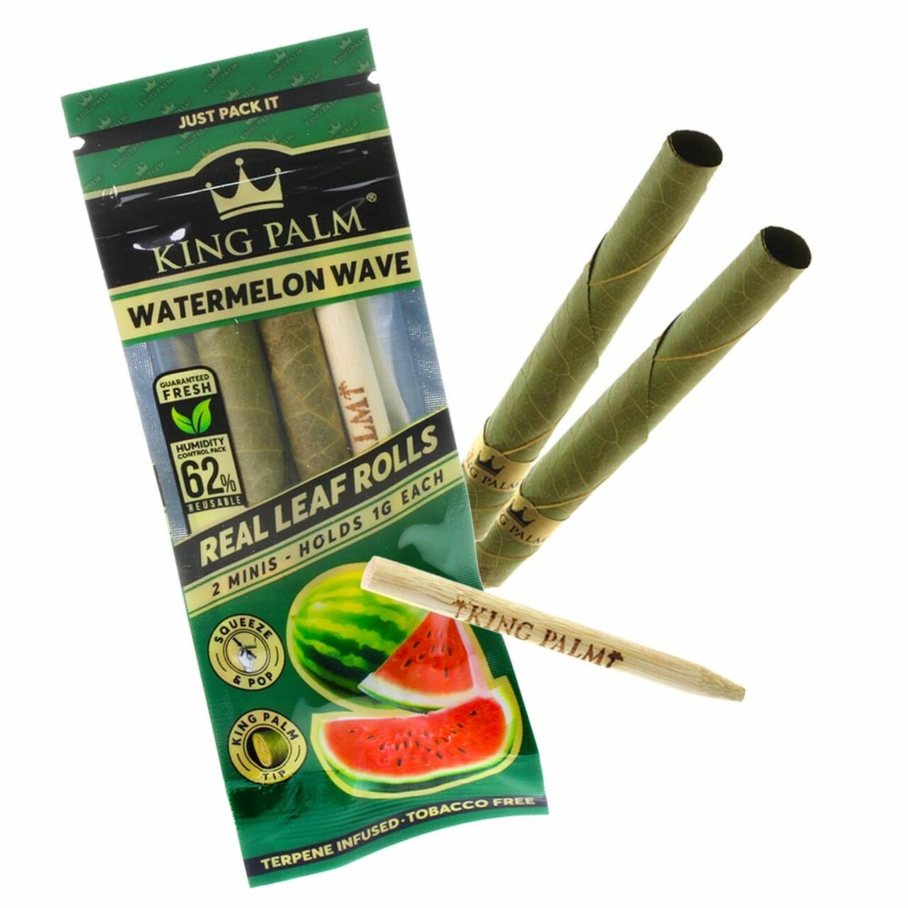 King Palm Wraps Slim 2 per Pack Watermelon Wave Pack of 20 Full Box