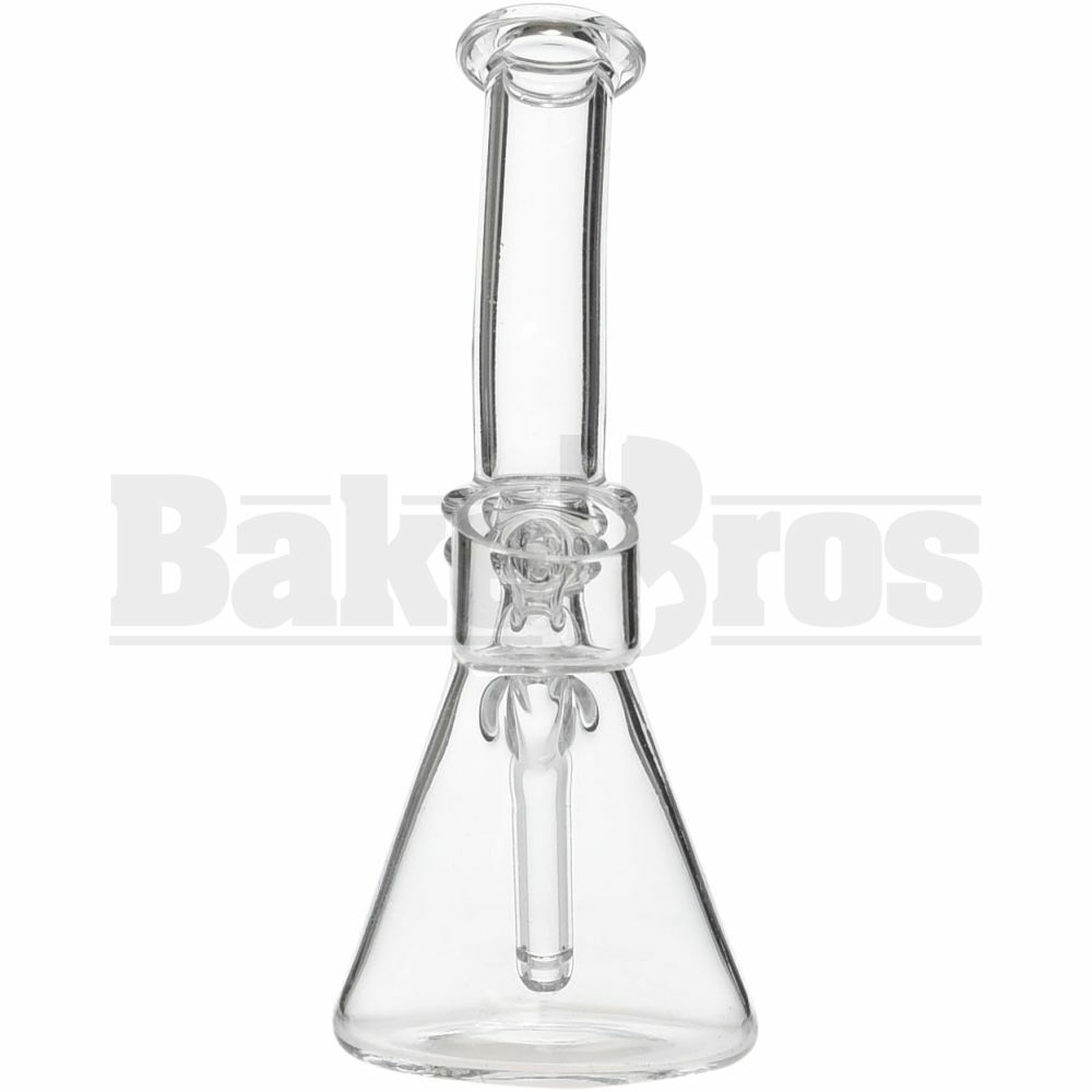 MICRO QUARTZ BEAKER RIG W/ FIXED 2MM THICK BANGER NAIL 15MM DIAM BUCKET 5" CLEAR JOINTLESS NONE