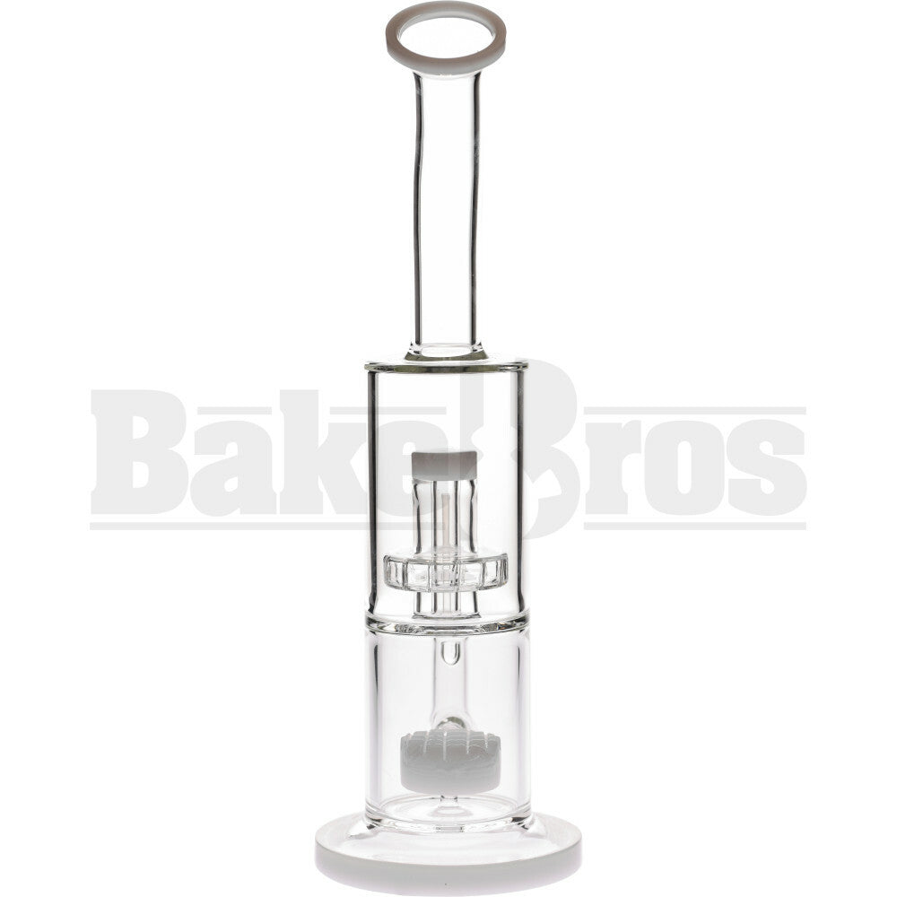 WP BENT NECK FAT CAN GRIDDED CAPSULE SHOWERHEAD PERC 12" WHITE FEMALE 14MM