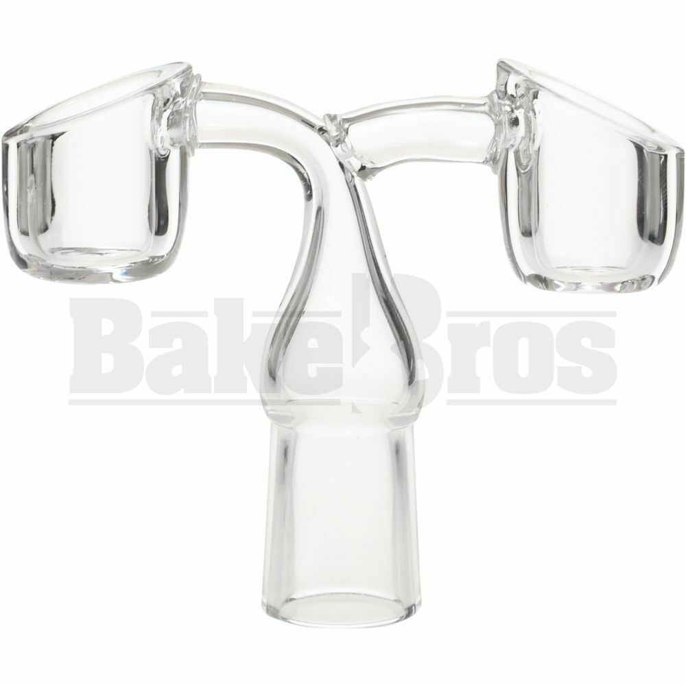 14MM NAIL DUAL BUCKET BANGER 90* 4MM THICK W/ 21MM DIAM BUCKET CLEAR FEMALE