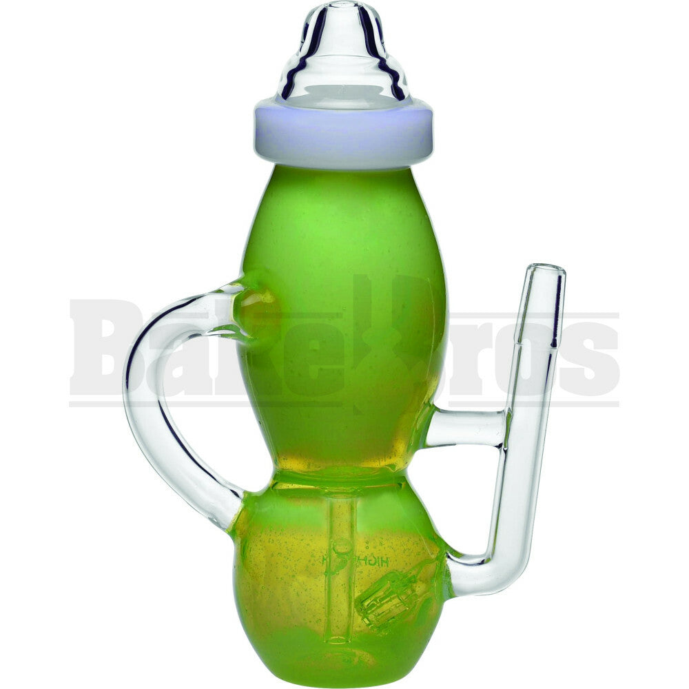 HIGH TECH WP BABY BOTTLE RECYCLER W/ SPLASHGUARD 8" SLIME GREEN MALE 14MM