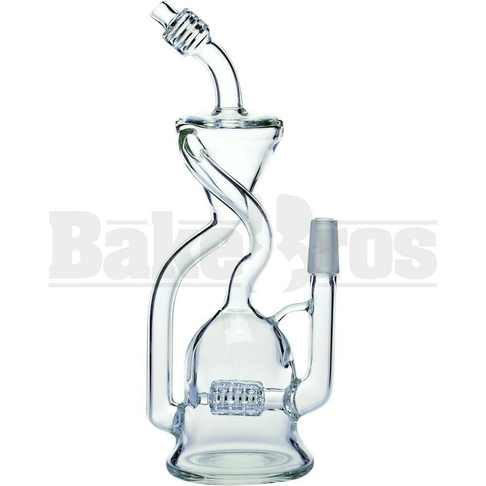 WP FUNNEL RECYCLER WITH INLINE BARREL GRIDDED PERC 8" CLEAR MALE 14MM