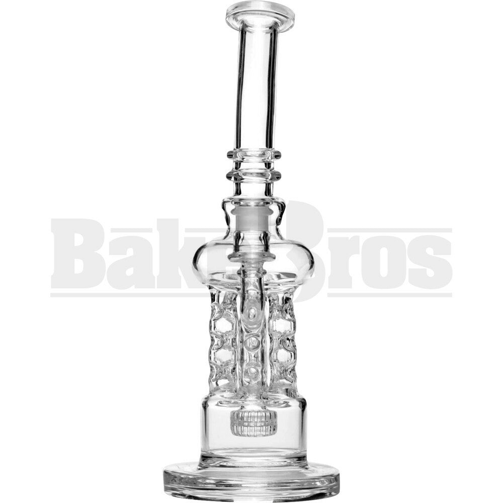 WP BENT NECK SWISS HEXACANNON W/ MATRIX PERC 11" CLEAR FEMALE 14MM