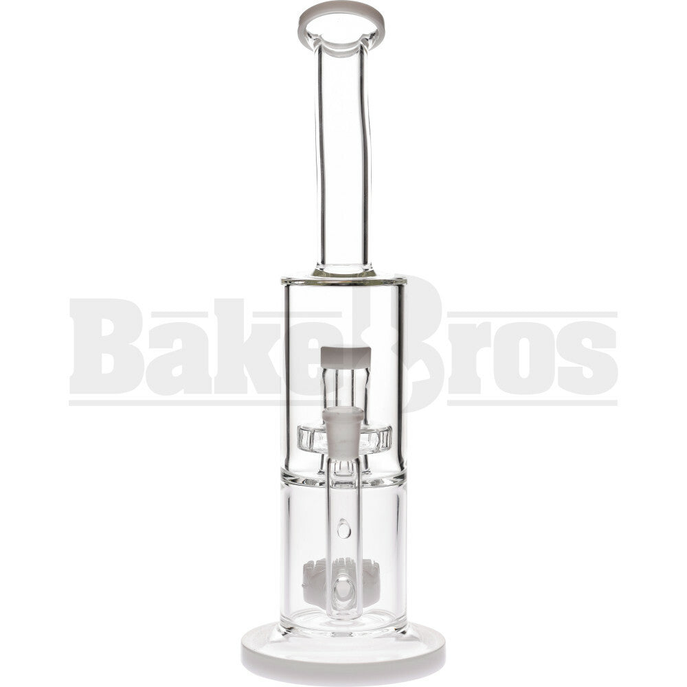 WP BENT NECK FAT CAN GRIDDED CAPSULE SHOWERHEAD PERC 12" WHITE FEMALE 14MM