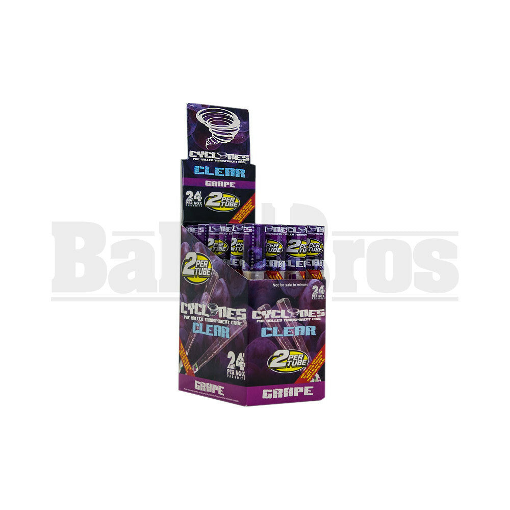 CYCLONES PRE ROLLED CONES CLEAR GRAPE Pack of 24
