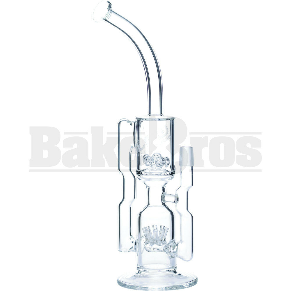 JM FLOW WP 2X CANISTER RECYCLER SPRINKLER W/ CROSS PERC 13" CLEAR MALE 18MM