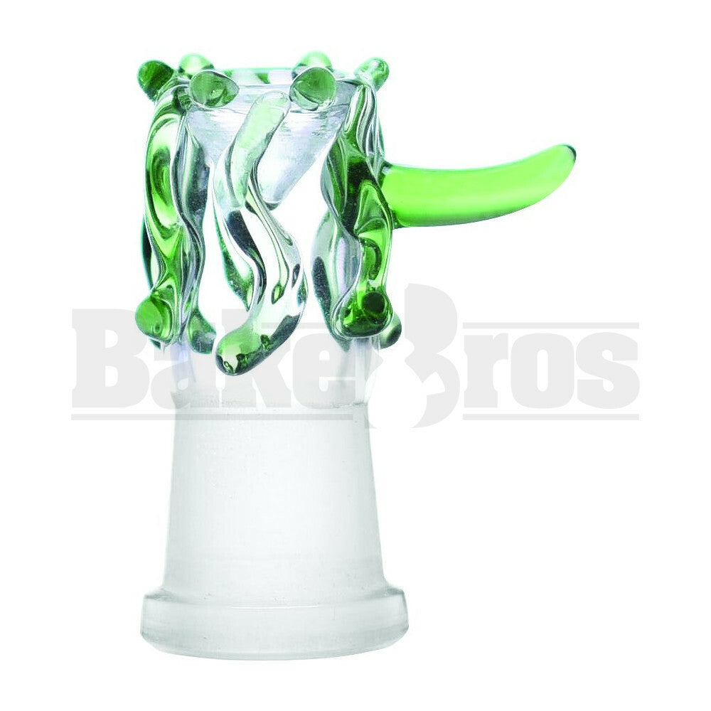 FEMALE BOWL DRIPPING GLASS W/ HANDLE GREEN 14MM
