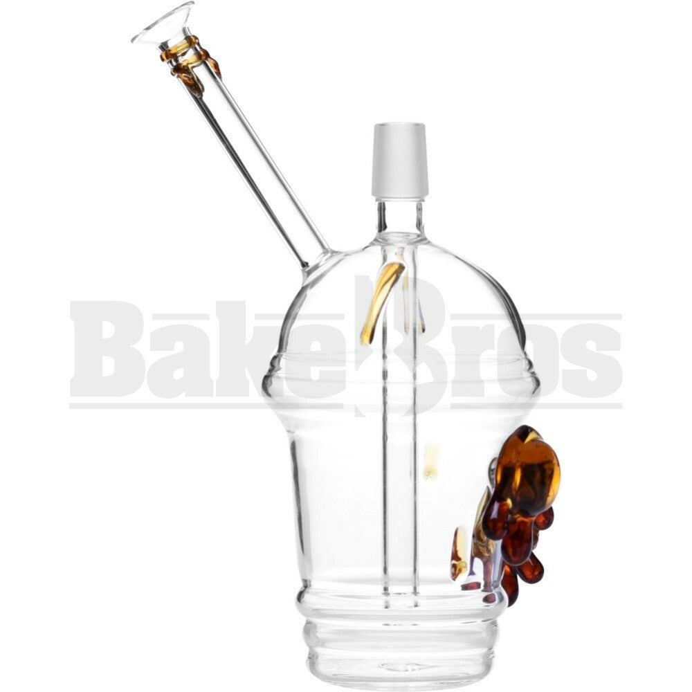 WP DABUCCINO OIL RIG W/ HONEYCOMB OPAL DESIGN 8" AMBER MALE 14MM