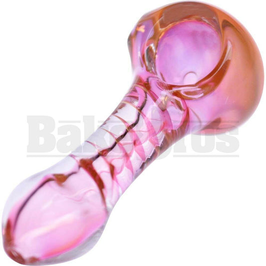 GLASS SPOON HAND PIPE HELIX TWIST FULL COLOR 3.5" PINK
