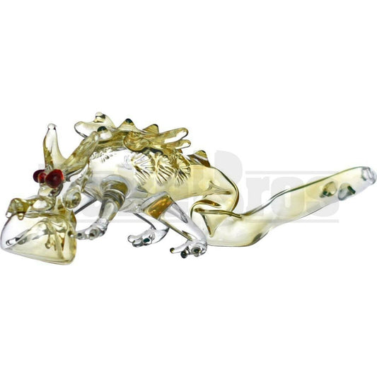 ANIMAL HAND PIPE GLASS DRAGON CRAWLING FACE DOWN 7" ASSORTED