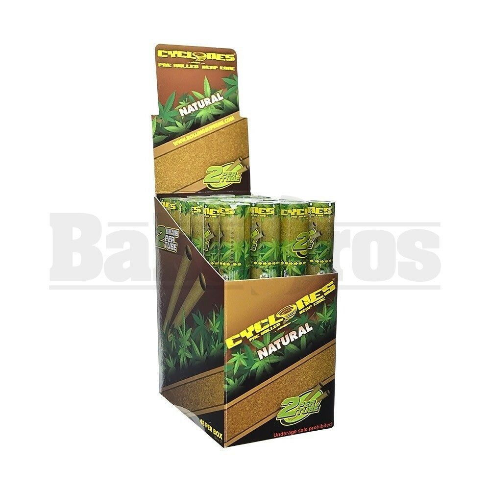 CYCLONES PRE ROLLED HEMP CONES 2 PER TUBE NATURAL Pack of 24