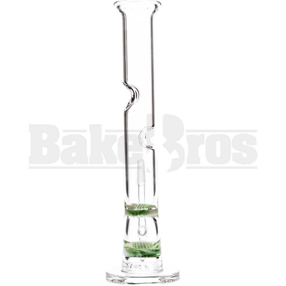 WP STAGGERED 2X HONEYCOMB DISK PERC STRAIGHT TUBE 10" GREEN WHITE MALE 14MM