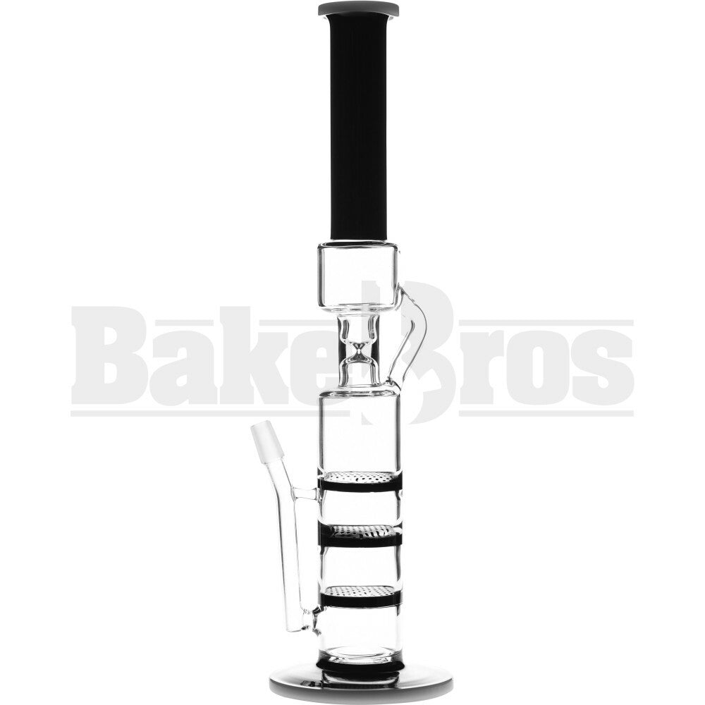 WP STRAIGHT CAN RECYCLER W/ 3X HONEYCOMB DISK PERC 14" BLACK WHITE FEMALE 14MM