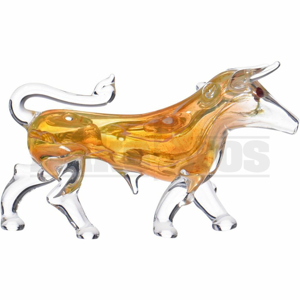 ANIMAL HAND PIPE BULL WITH LINEAR DESIGNS 6" ASSORTED COLORS