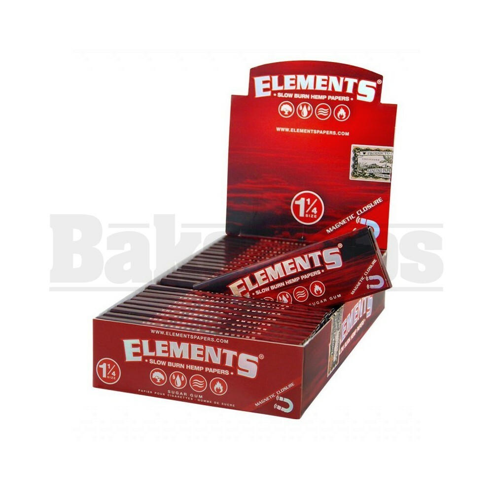 ELEMENTS RED SLOW BURN HEMP ROLLING PAPERS 1 1/4 50 LEAVES UNFLAVORED Pack of 25