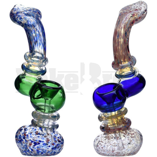 BUBBLER HAND PIPE THICK & HEAVY FRITT GLASS STONE ART 7" ASSORTED COLORS