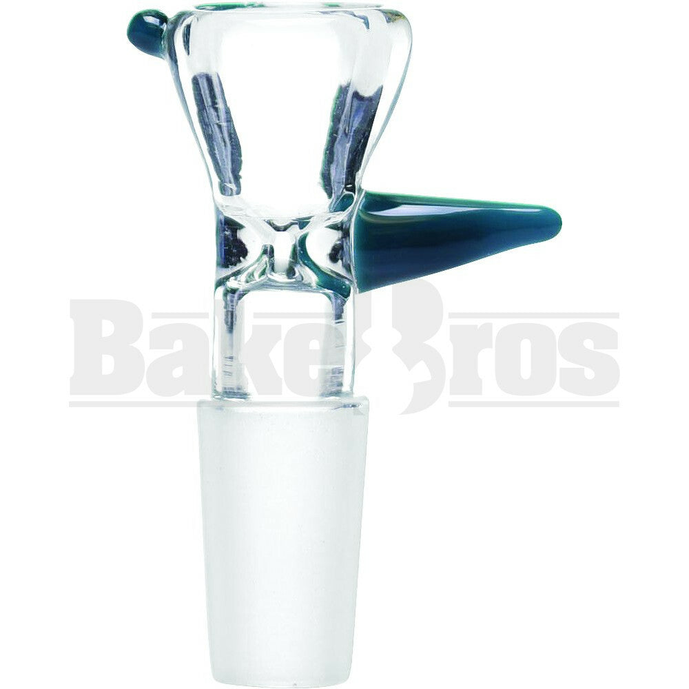 BOWL FUNNEL WITH GLASS DOT AND HORN HANDLE TEAL GREEN 14MM