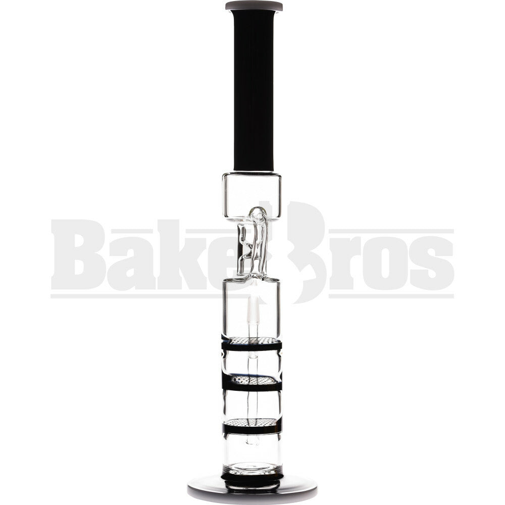 WP STRAIGHT CAN RECYCLER W/ 3X HONEYCOMB DISK PERC 14" BLACK WHITE FEMALE 14MM