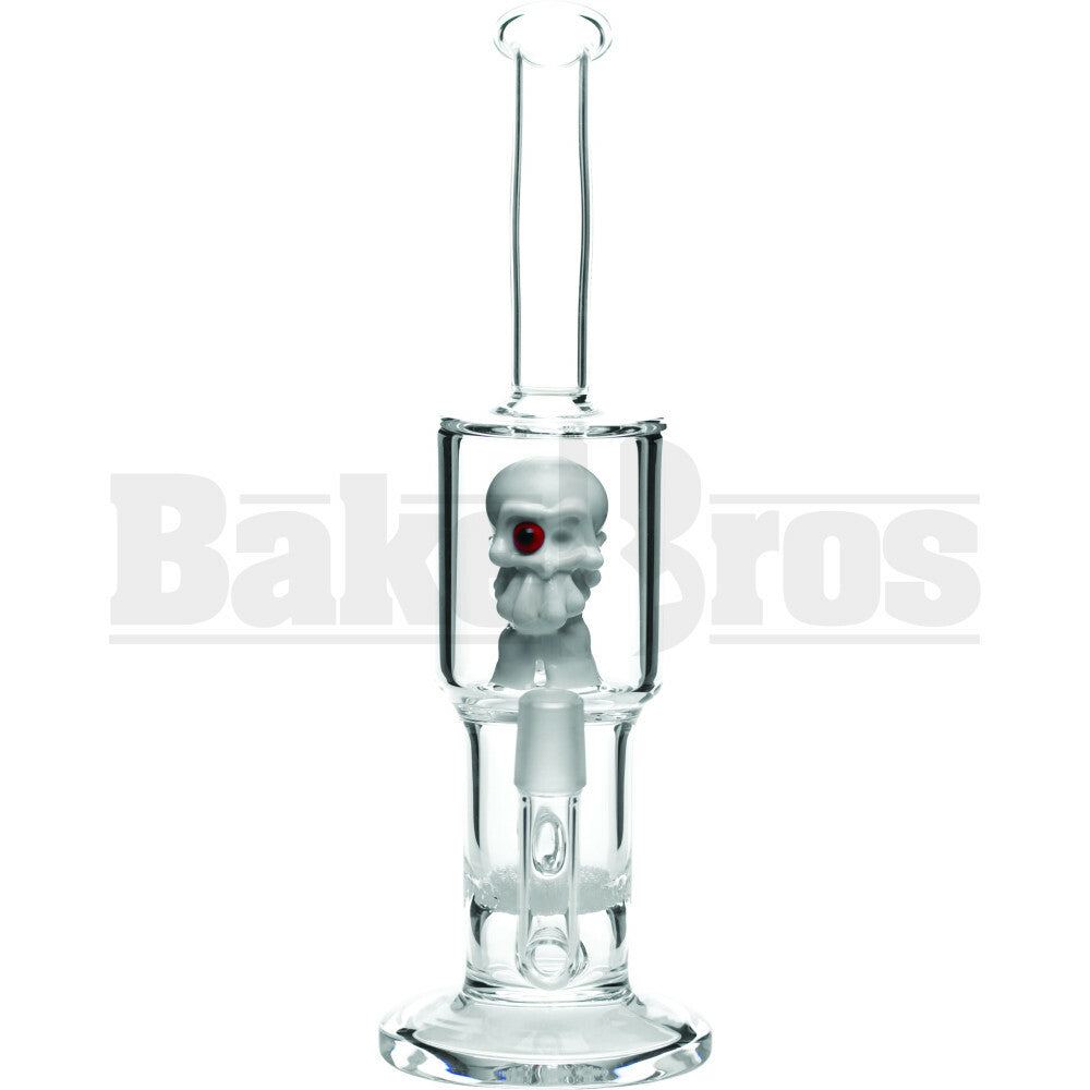 WP OCTOPUS MAN SKULL W/ FRIT DISK 10" CLEAR MALE 18MM