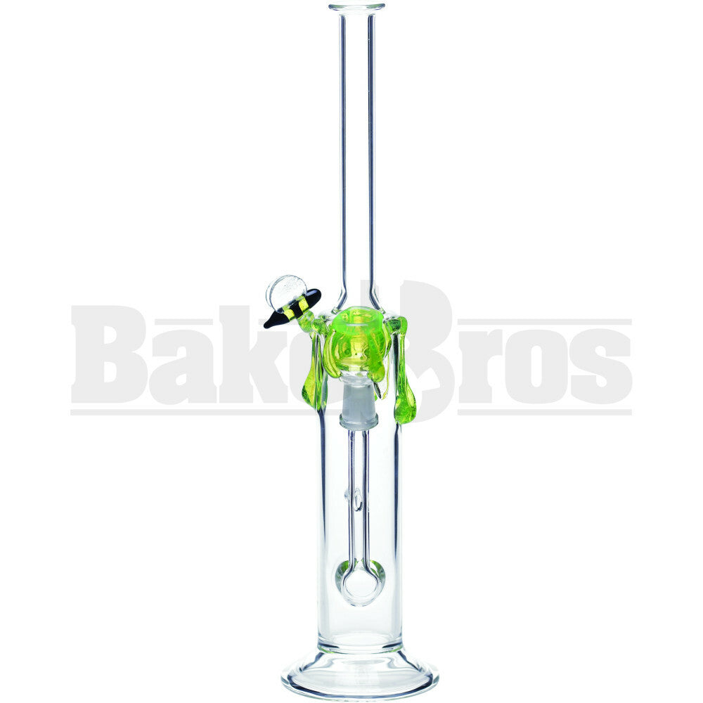 WP STR W/ GLASS BEE & DRIPPING GLASS 10" SLIME GREEN MALE 10MM