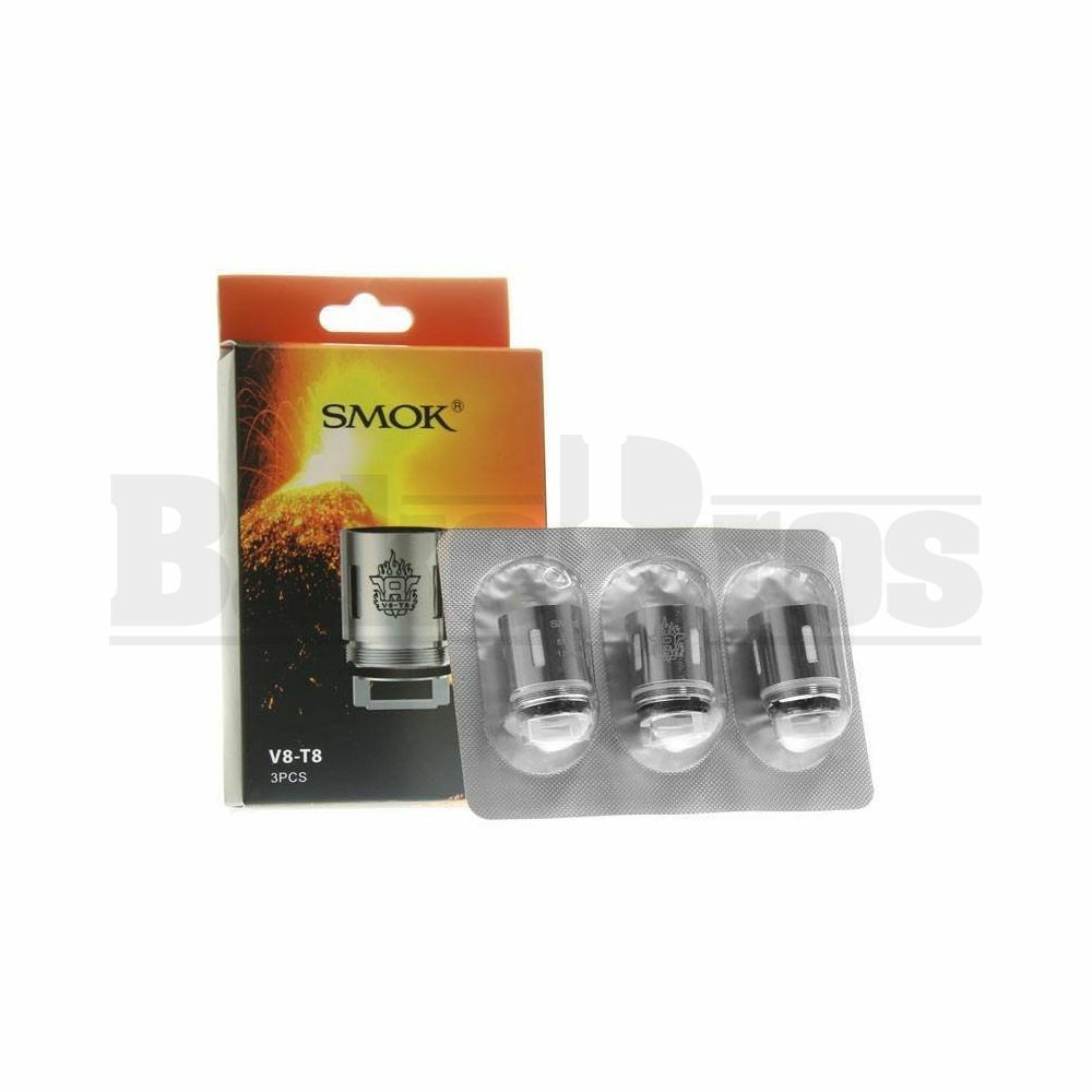 SMOK V8-T8 REPLACEMENT ATOMIZER OCTUPLE COIL 120W-180W 0.15 OHM PACK OF 3 SILVER