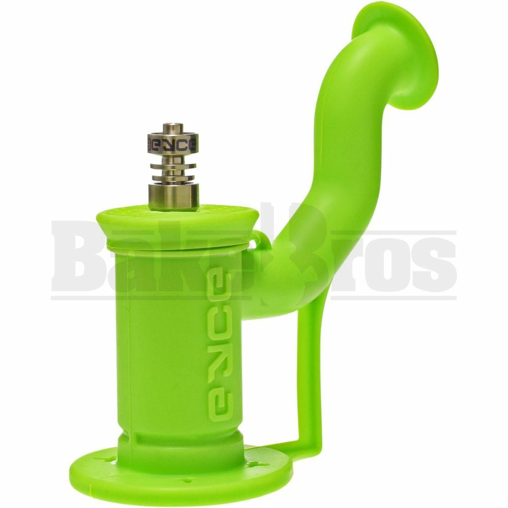 EYCE SILICONE WP SHERLOCK BUBBLER 2 PIECE W/ TITANIUM DABBER & DUO NAIL  ASSORTED DESIGN 6" LIME GREEN FEMALE 10MM
