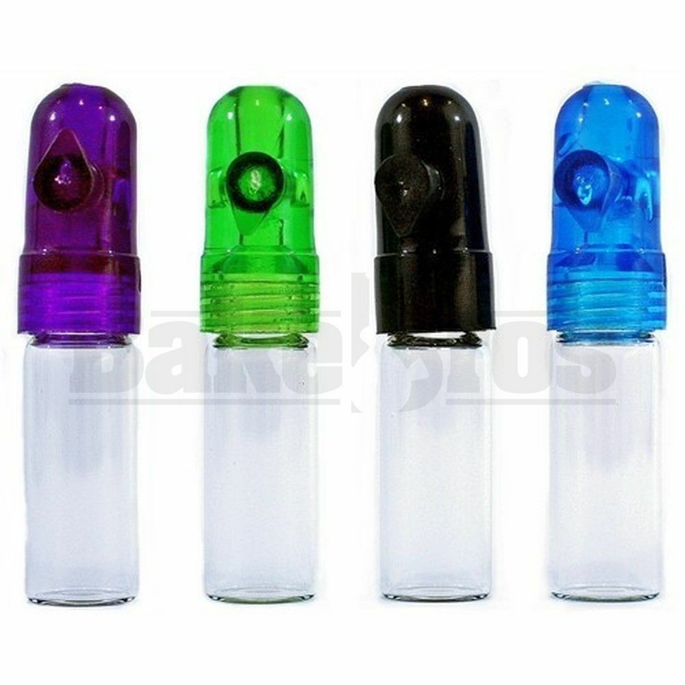 ACRYLIC AND GLASS SNUFF BULLET DOME TOP TALL ASSORTED COLORS Pack of 50