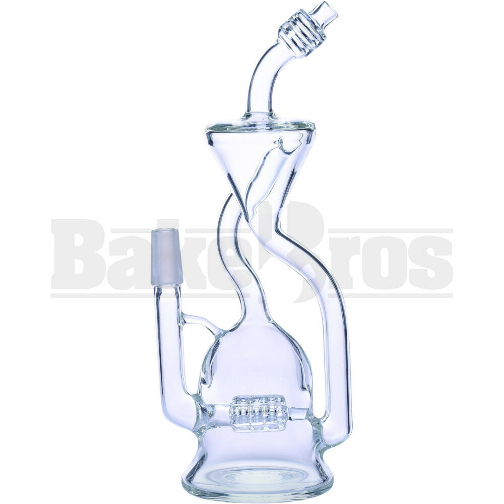 WP FUNNEL RECYCLER WITH INLINE BARREL GRIDDED PERC 8" CLEAR MALE 14MM